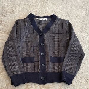Harper James Navy grey Plaid Cardigan size 5
